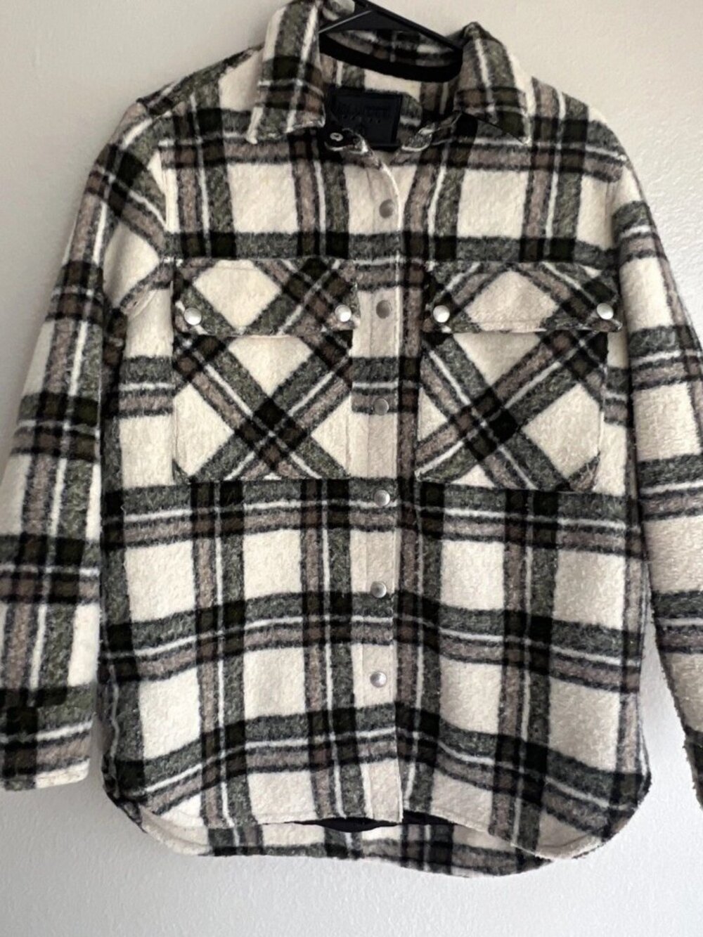 BLANKNYC Shacket  Jacket Button Down Women Size Small Fleece Green Teal
